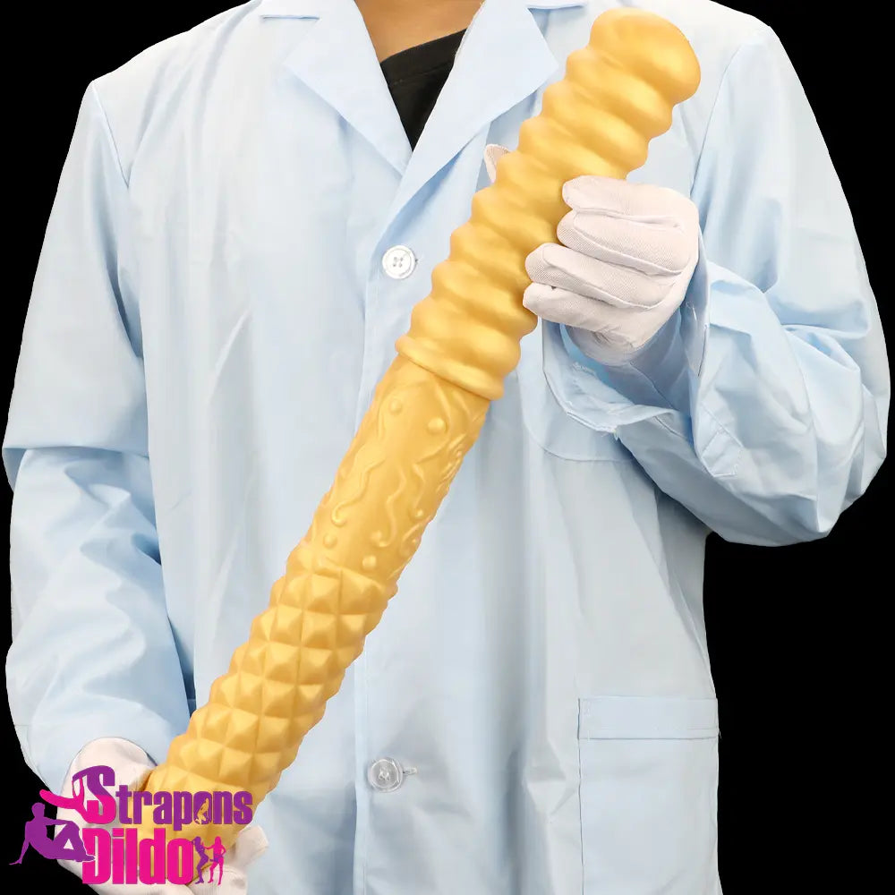 11.41in 15in 18.11in Large Soft Long Silicone Dual Ended Golden Dildo Strap ons Dildo