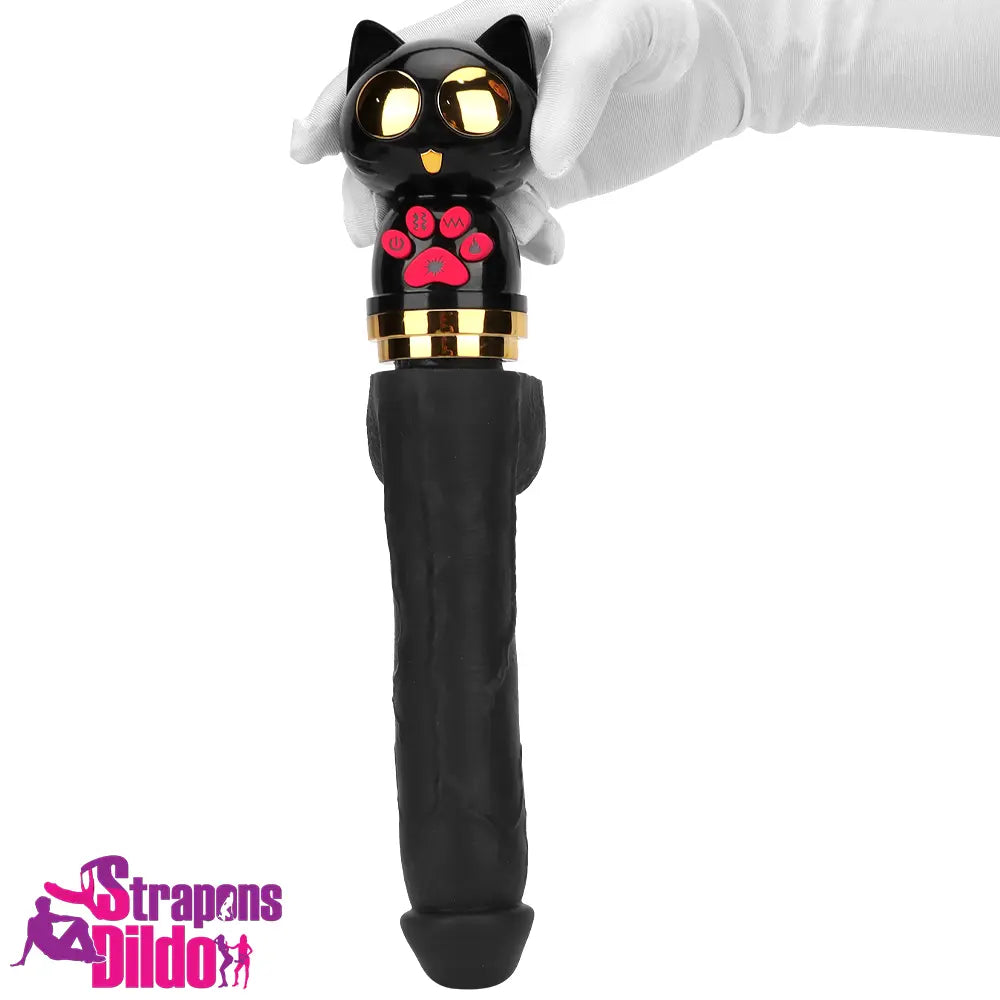 7.87in Cat Heating Thrusting Vibrating Remote Dildo Fucking Sex Machine Strap ons Dildo