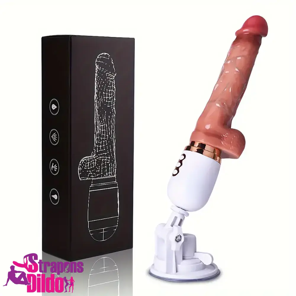 5.51in Lifelike Silicone Heating Thrusting Rotating Vibrating Dildo Machine Strap ons Dildo