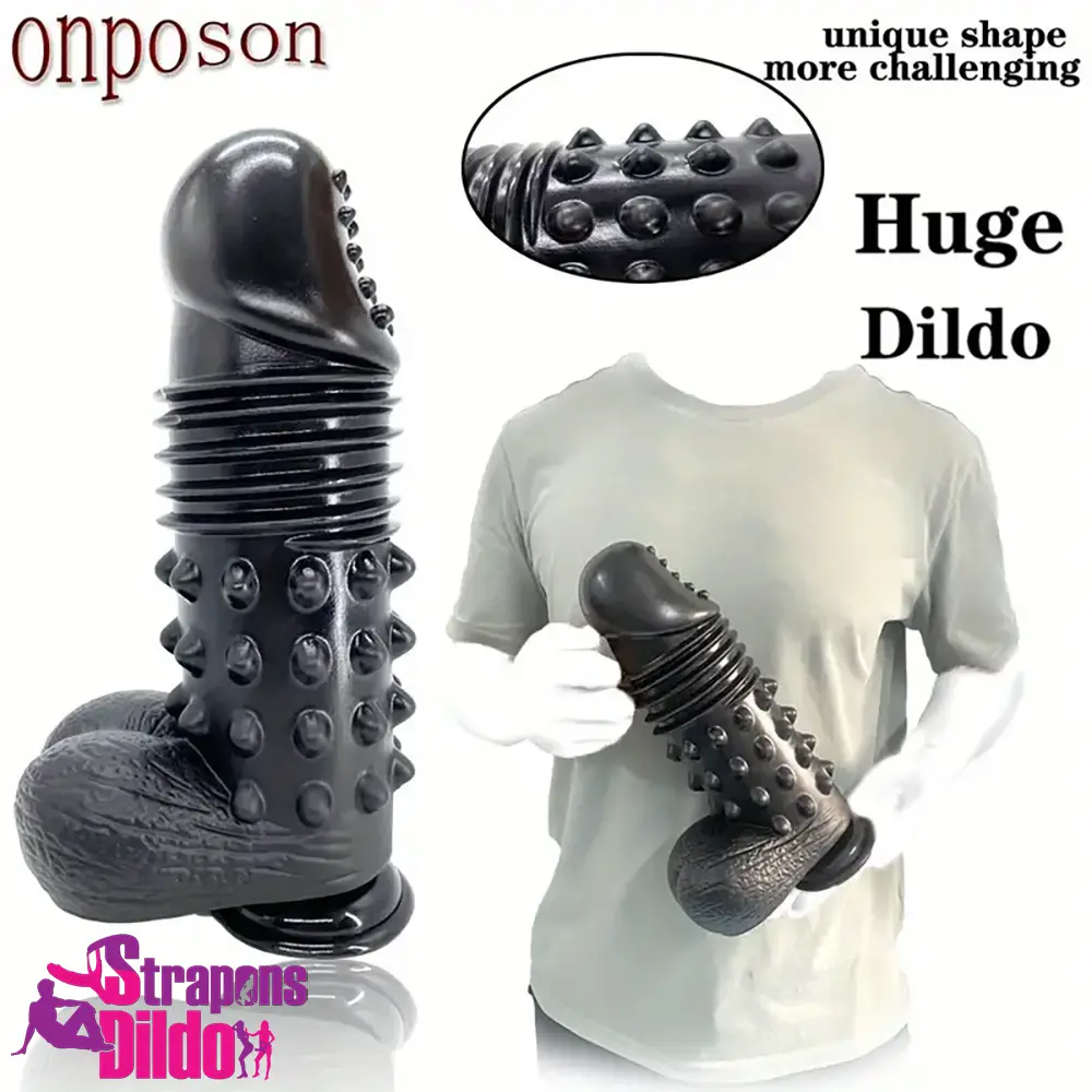 11in Big Black Spiked Barbed Dildo For Women Men Clit Penetration Strap ons Dildo