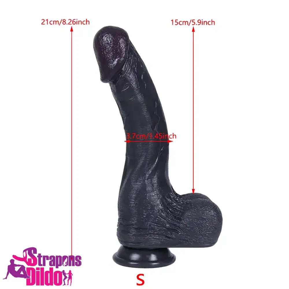 8.26in 9.45in 11.02in Big Ebony Realistic Silicone Soft G spot Cock Dildo Strap ons Dildo