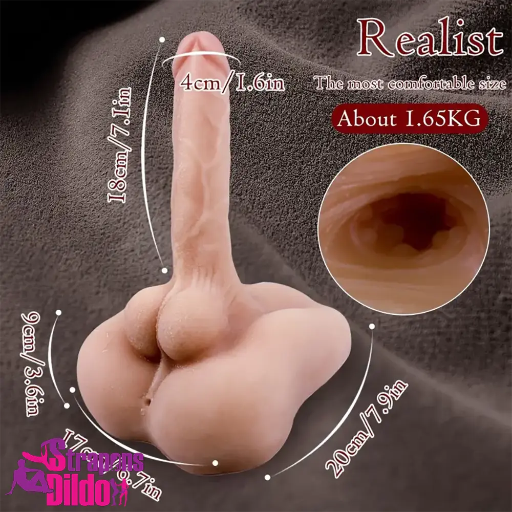 7.1in Real Silicone Flexible Dildo Torso With Anus For G spot Stimulator Strap ons Dildo