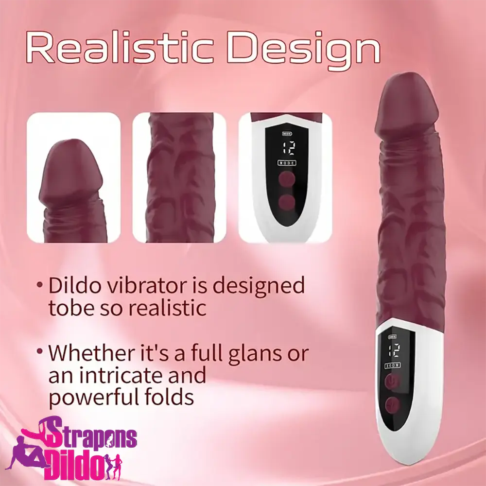 8.97in Premium Silicone Vibrating Realistic Female Dildo Vibrator Toy Strap ons Dildo