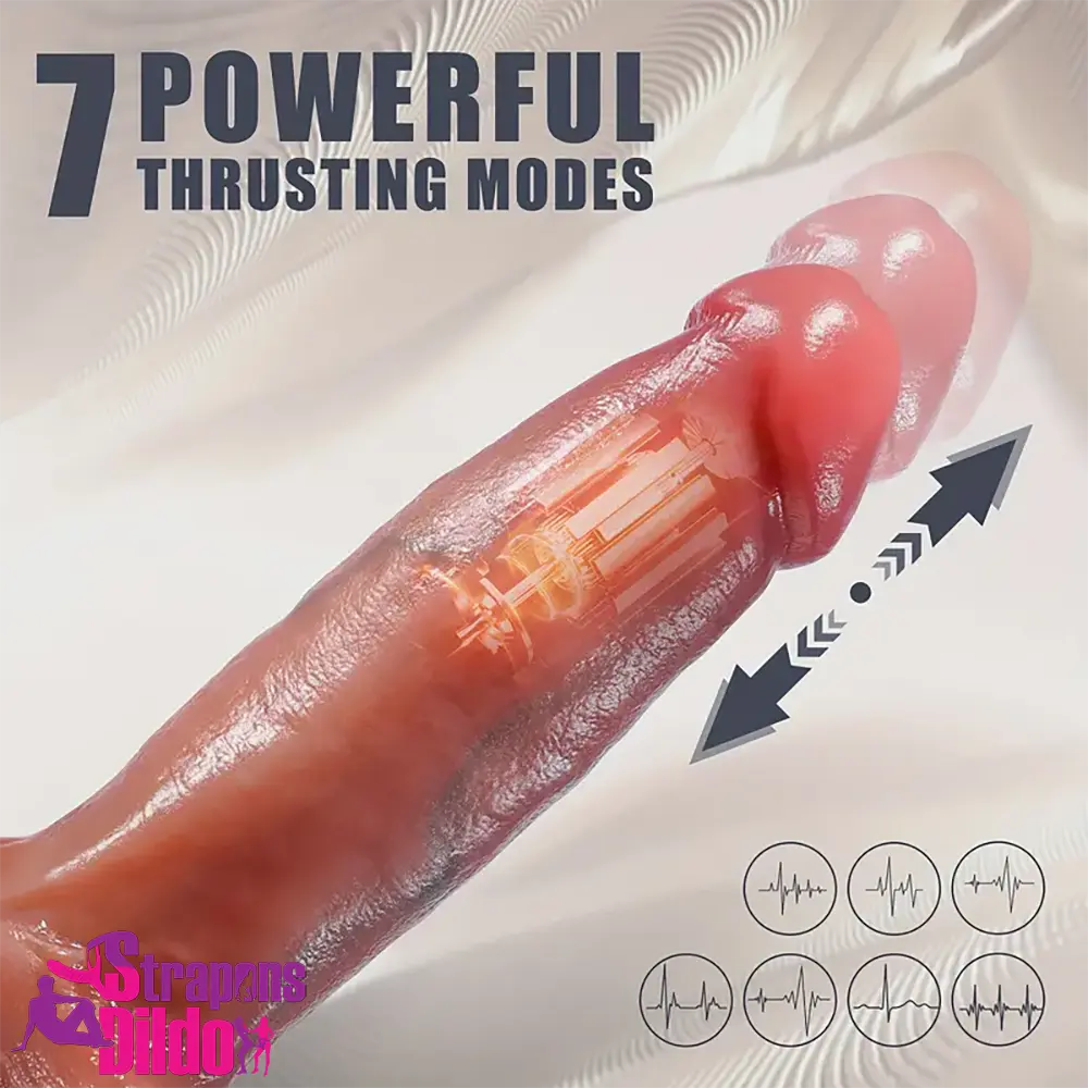 9.4in Silicone Thrusting Vibrating Rotating Heating Remote Electric Dildo Strap ons Dildo