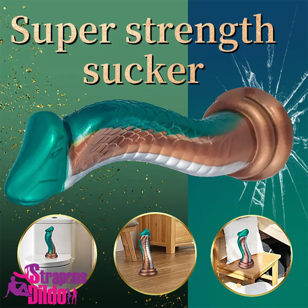 9.06in Silicone Soft Big Fantasy Snake Curved Dildo G spot Stimulator Strap ons Dildo