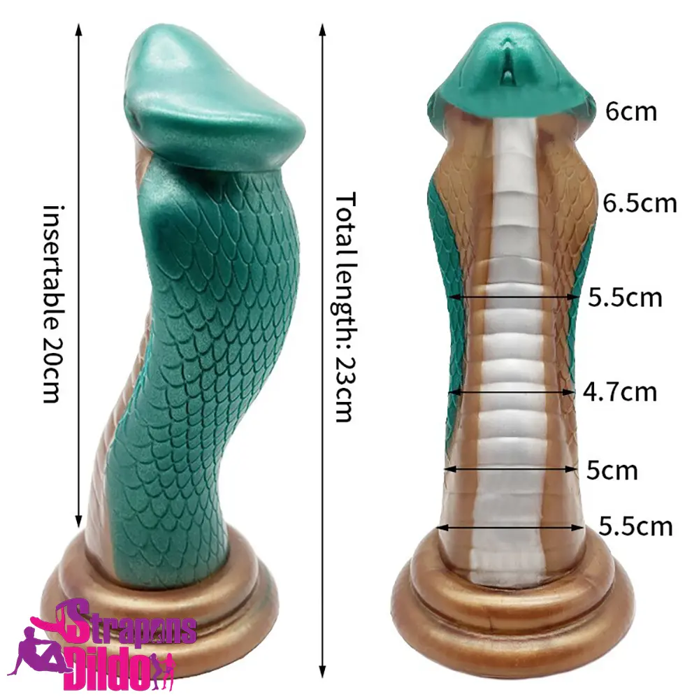 9.06in Silicone Soft Big Fantasy Snake Curved Dildo G spot Stimulator Strap ons Dildo