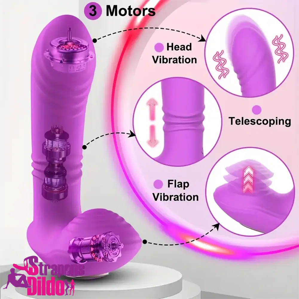 5.7in Vibrating Thrusting Flapping Wearable G Spot Automatic Dildo Strap ons Dildo