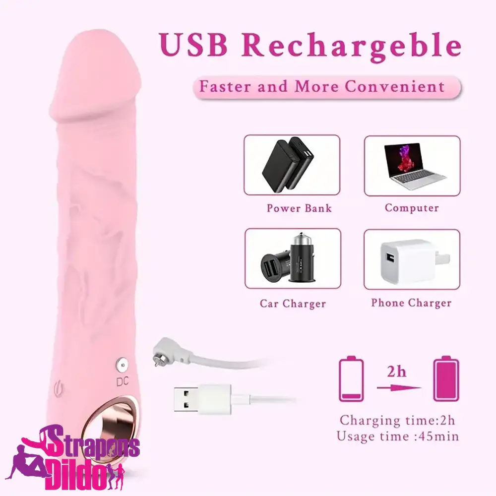 7.08in Liquid Silicone Bendable Soft Vibrating Dildo Vagina Masturbator Strap ons Dildo