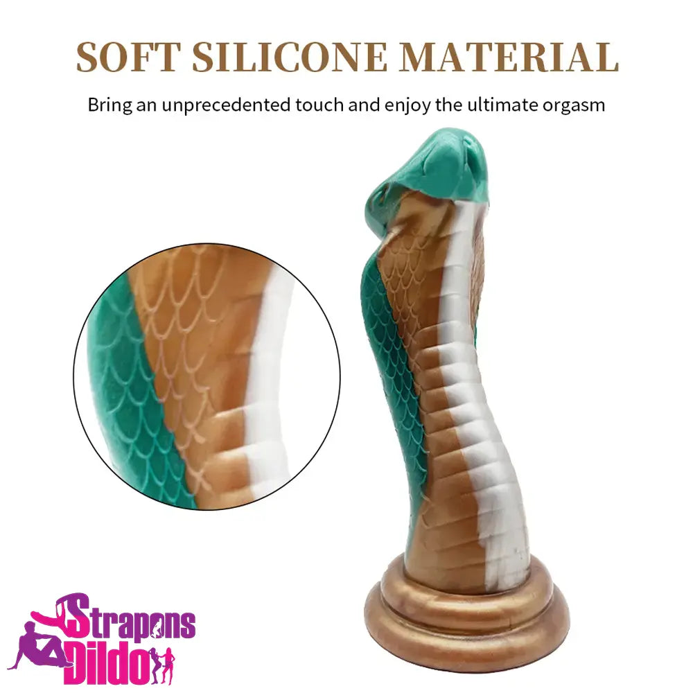 9.06in Silicone Soft Big Fantasy Snake Curved Dildo G spot Stimulator Strap ons Dildo