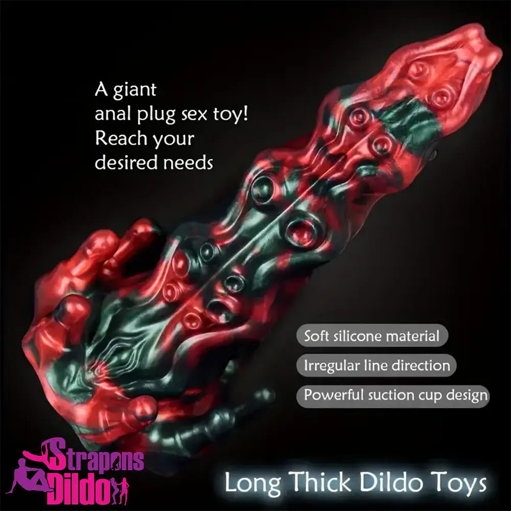 8.46in Red Devils Fantasy Big Monster Silicone Soft Dildo Anal Vaginal Toy Strap ons Dildo