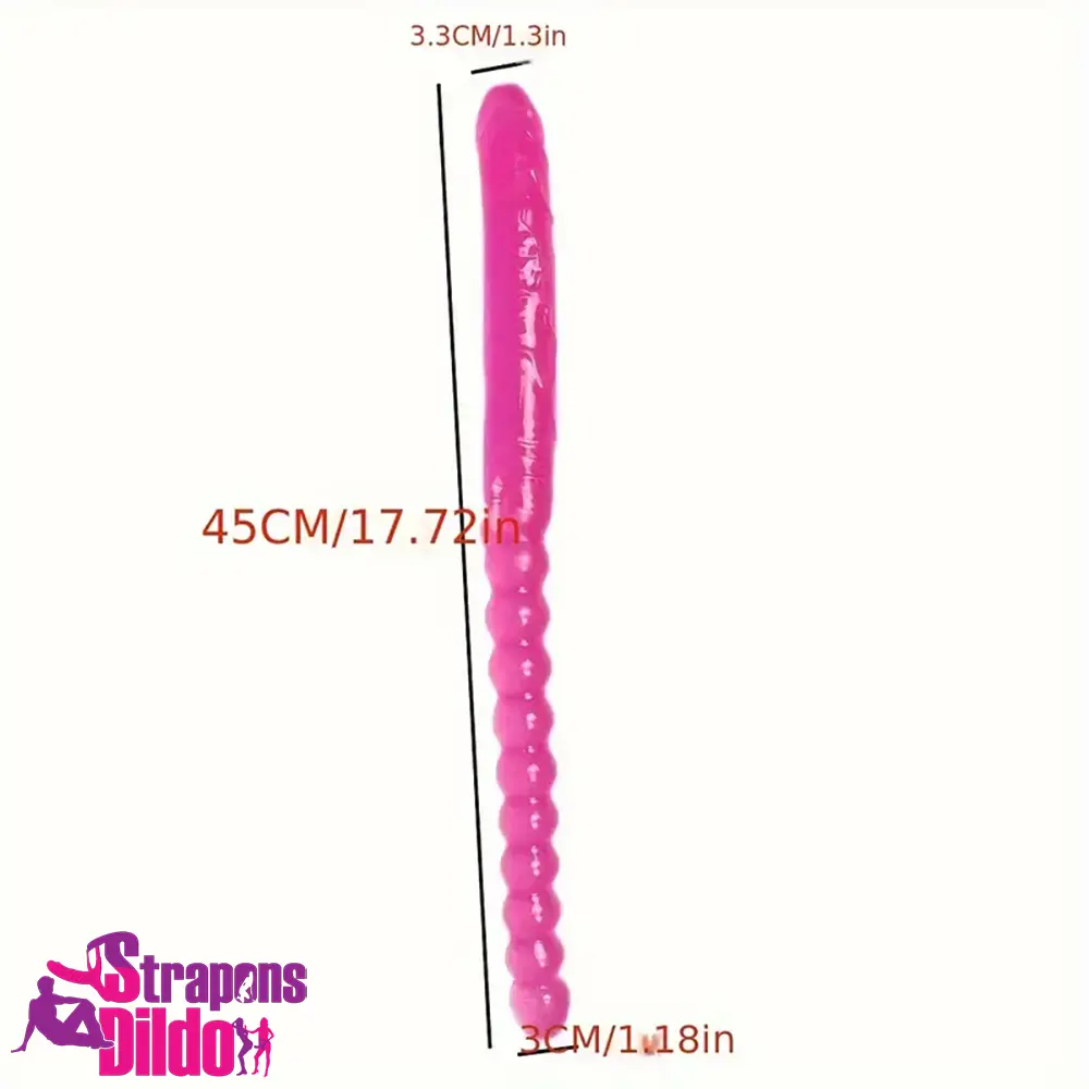 17.72in Extra Long Double Heads Crystal Pink Penetration Dildo With Beads Strap ons Dildo