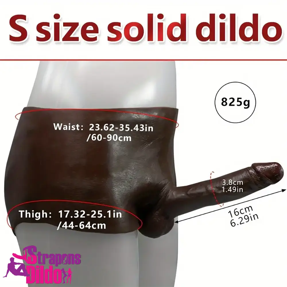 6.29in Wearable Soft Ebony Solid Hollow Dildo Pants With Builtin Skeleton Strap ons Dildo