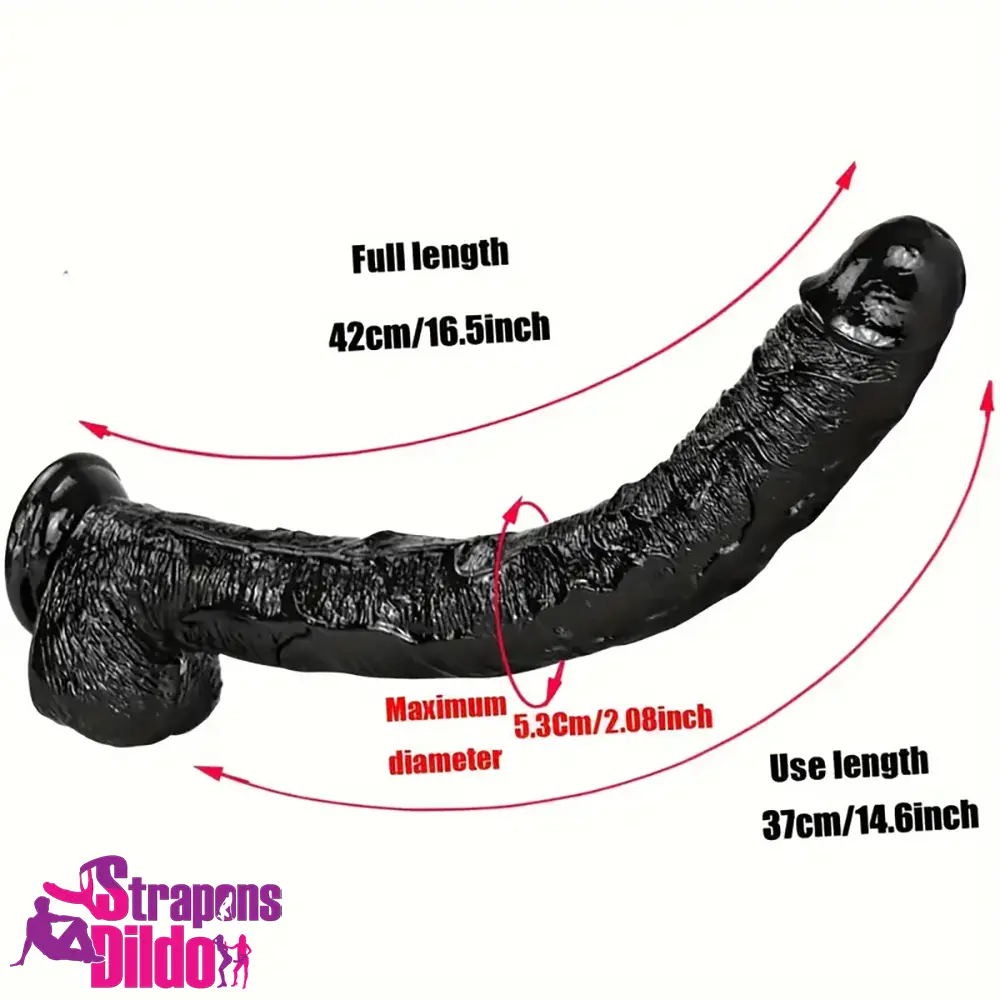 16.5in Realistic Large Long Black Anal Dildo For Male Female Penetration Strap ons Dildo