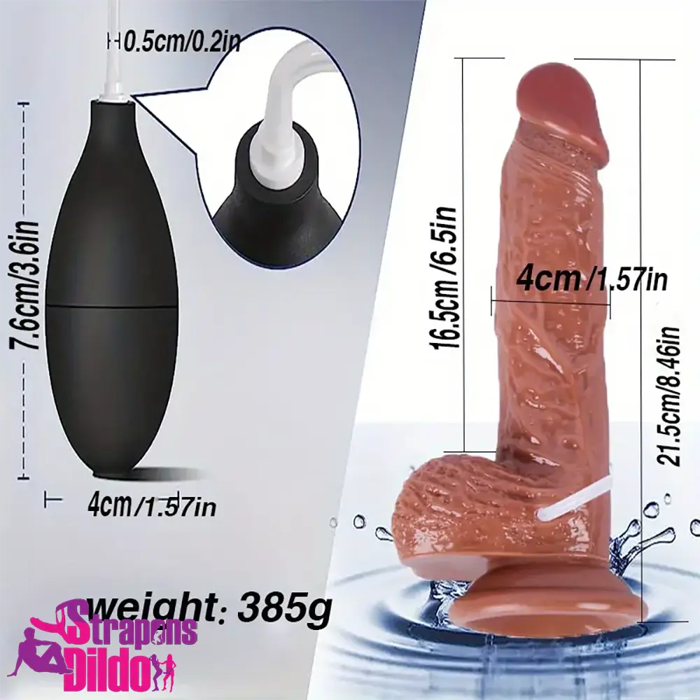 8.46in Soft Real Silicone Large Squirting Dildo With Shaft Comforter Strap ons Dildo