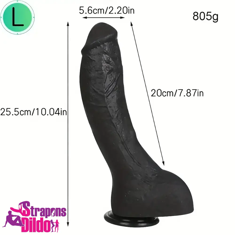 7.28in 8.27in 10.04in Soft Real Ebony Big Looking Silicone Vaginal Dildo Strap ons Dildo