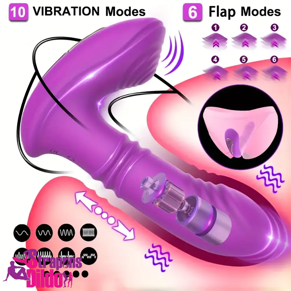 5.7in Vibrating Thrusting Flapping Wearable G Spot Automatic Dildo Strap ons Dildo