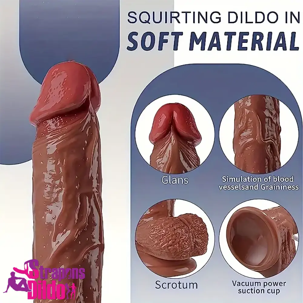 8.46in Soft Real Silicone Large Squirting Dildo With Shaft Comforter Strap ons Dildo