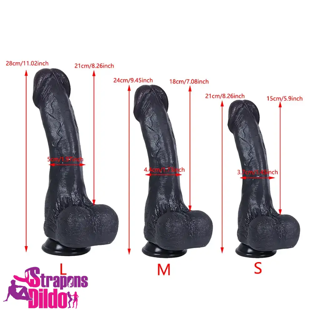 8.26in 9.45in 11.02in Big Ebony Realistic Silicone Soft G spot Cock Dildo Strap ons Dildo