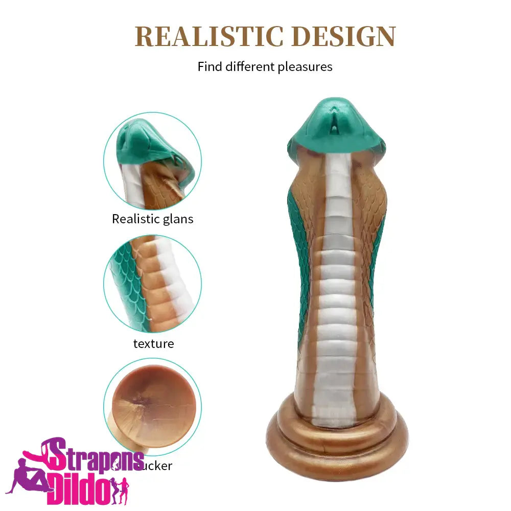 9.06in Silicone Soft Big Fantasy Snake Curved Dildo G spot Stimulator Strap ons Dildo