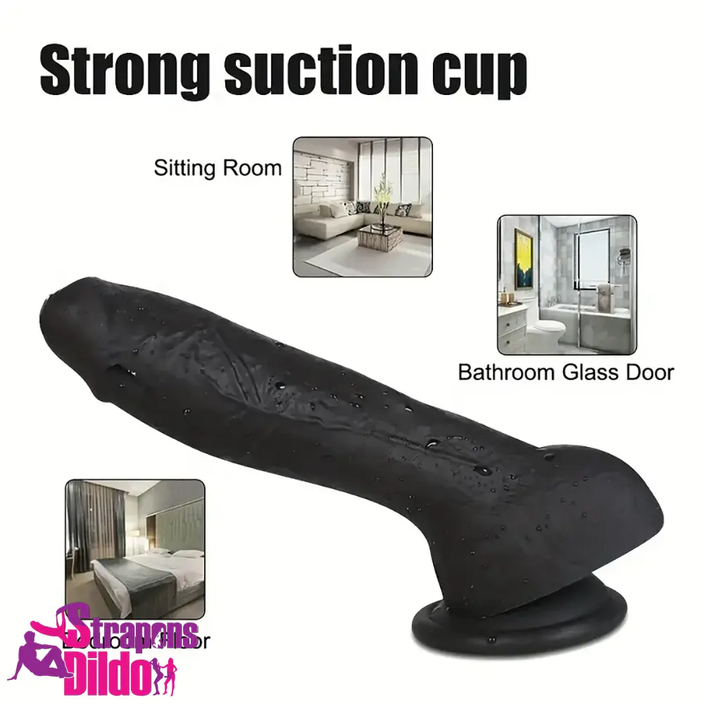 7.28in 8.27in 10.04in Soft Real Ebony Big Looking Silicone Vaginal Dildo Strap ons Dildo