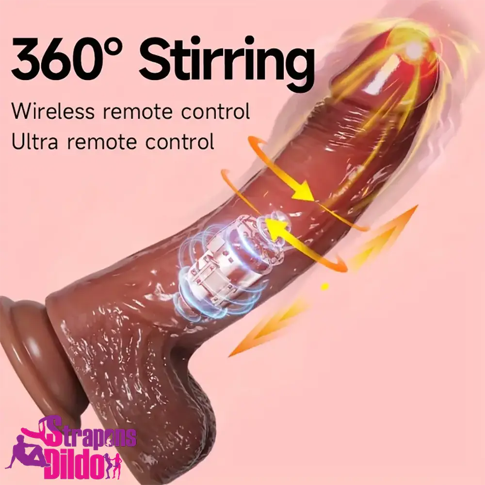 8.66in Silicone 4in1 Heating Thrusting Vibrating Rotation Sex Real Dildo Strap ons Dildo