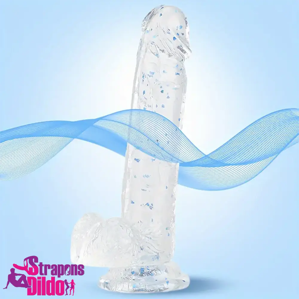 7.3in 7.9in Medical Silicone Confetti Clear Dildo For Women Comfort Strap ons Dildo