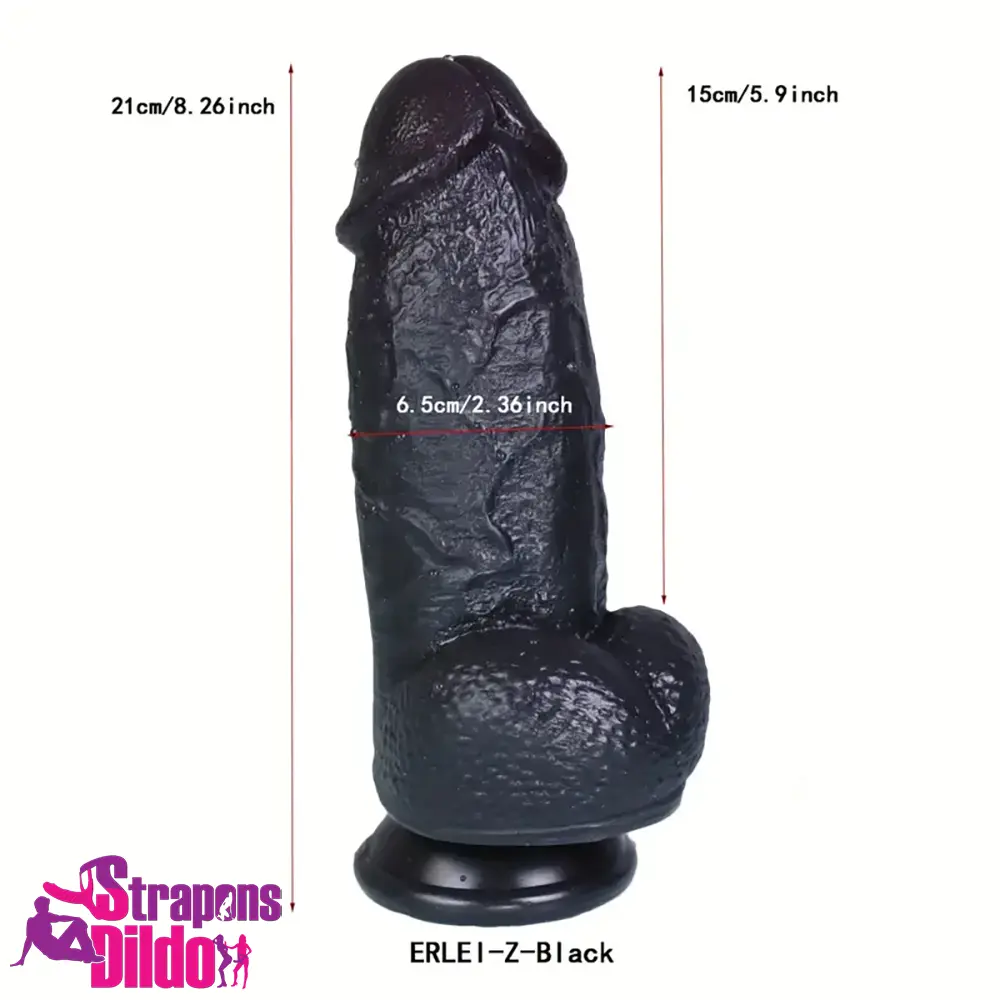 8.26in Realistic Silicone Ebony Big Dildo For Anus Clit Anal Penetration Strap ons Dildo