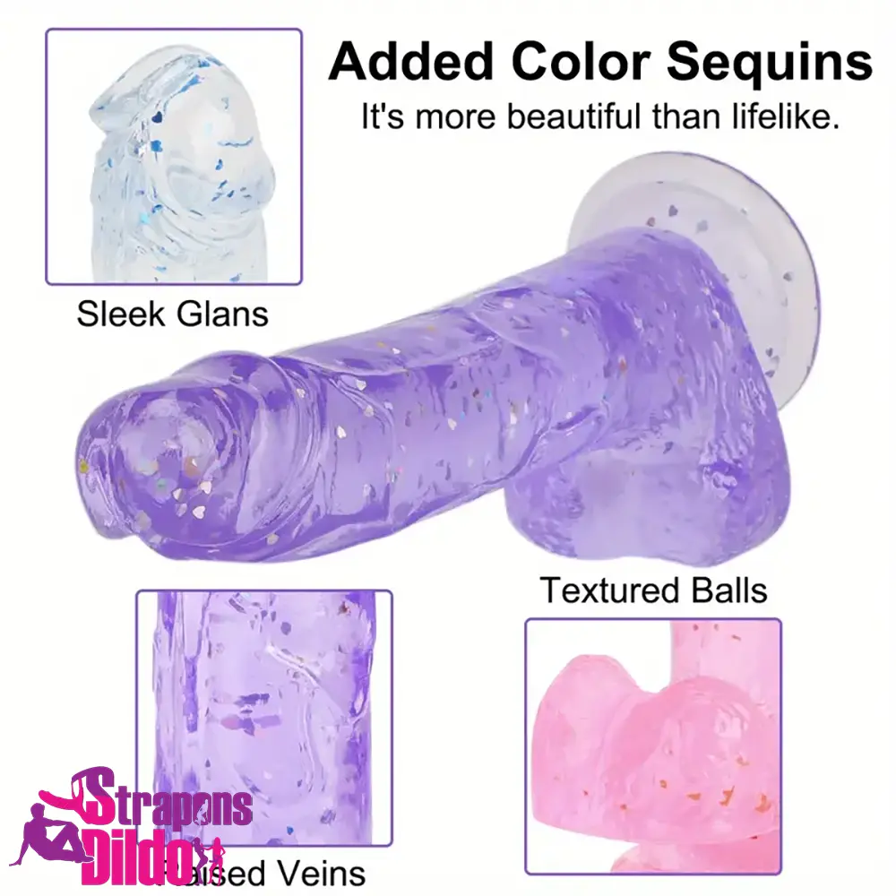 7.3in 7.9in Medical Silicone Confetti Clear Dildo For Women Comfort Strap ons Dildo