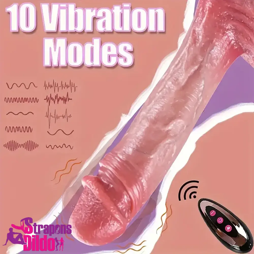 9in Silicone Thrusting Vibrating Rotation Heating Automatic Soft Dildo Strap ons Dildo