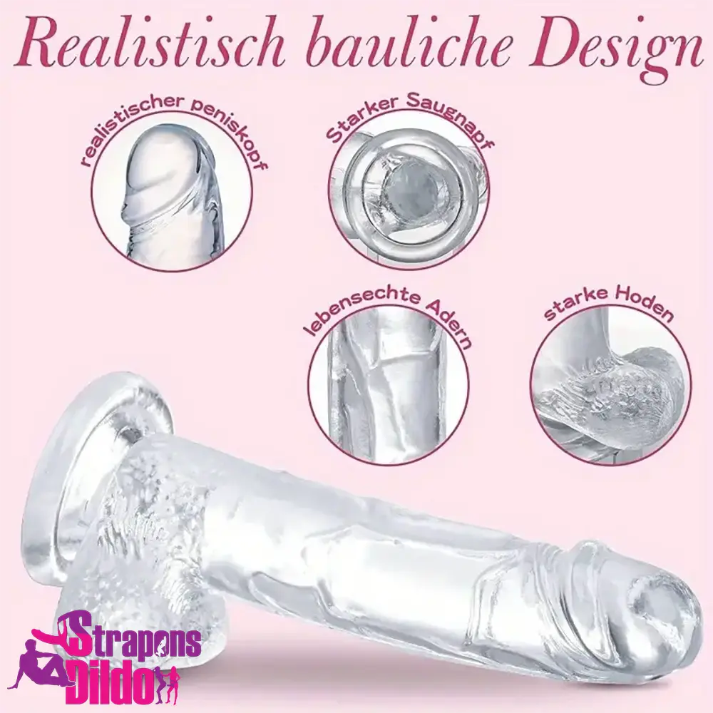 7.3in Clear Real Skin Like Dildo For Female Male Love Pleasure Vagina Strap ons Dildo