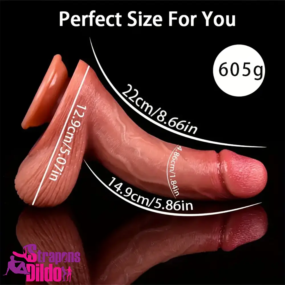 8.66in Soft Real Big Silicone Curved G Spot Dildo For Hands Free Penis Strap ons Dildo