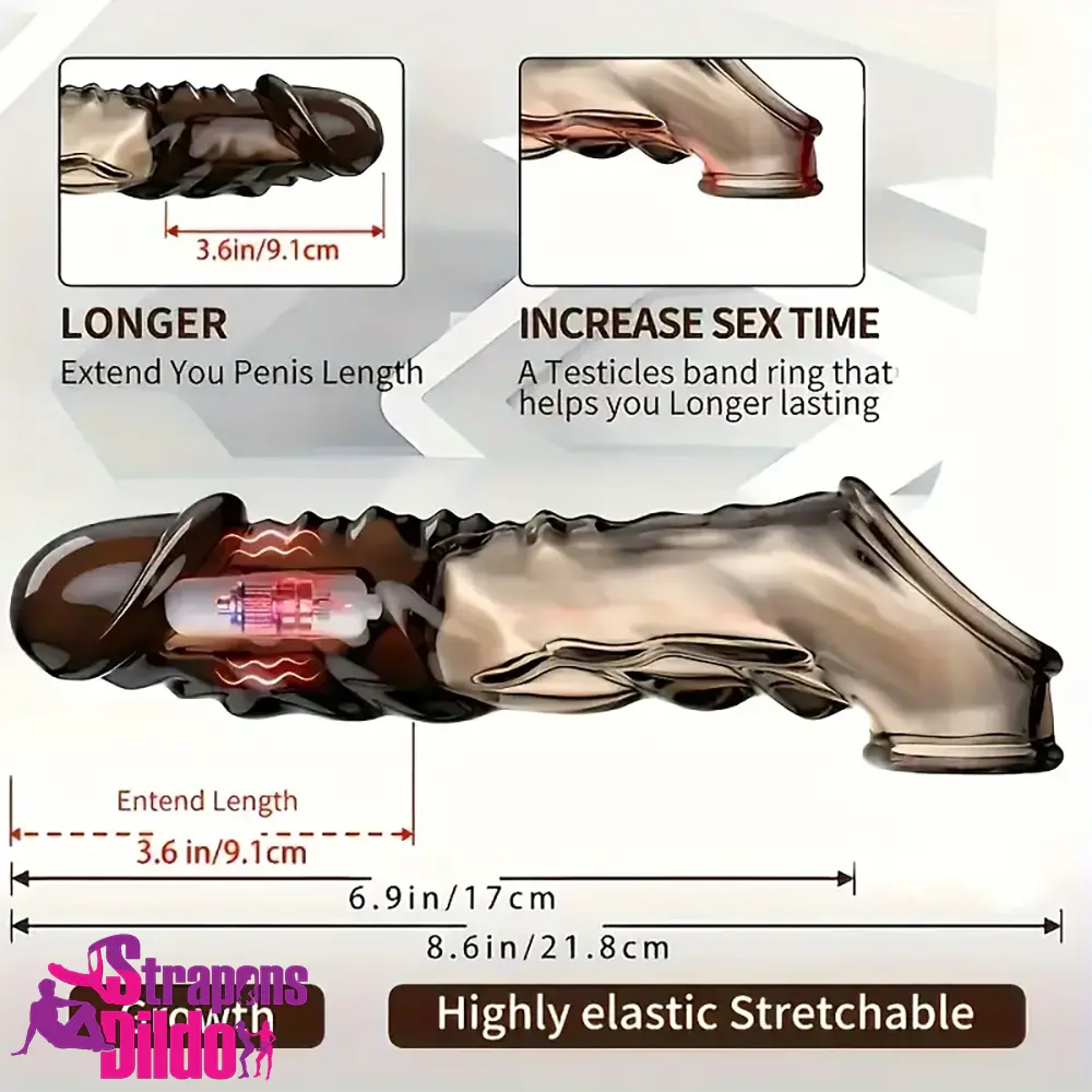 8.6in Vibrating Dildo Sleeve Silicone Soft Cock Enlargement Women Strap ons Dildo