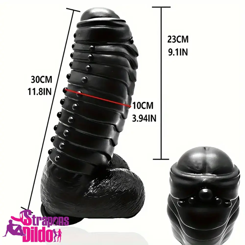 11.8in Realistic Big Black Uncut Spiked Thick Dildo For Female Vagina Strap ons Dildo