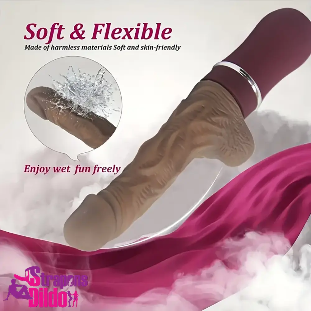 10.6in Large Vibrating Thrusting Silicone Soft Heated Fucking Dildo Strap ons Dildo