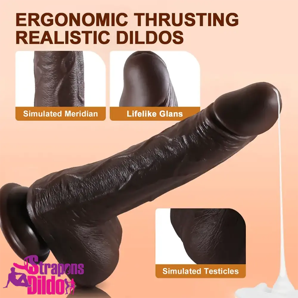 8.7in Soft Big Silicone Thrusting Rotating Heating Women Sex Dildo Strap ons Dildo