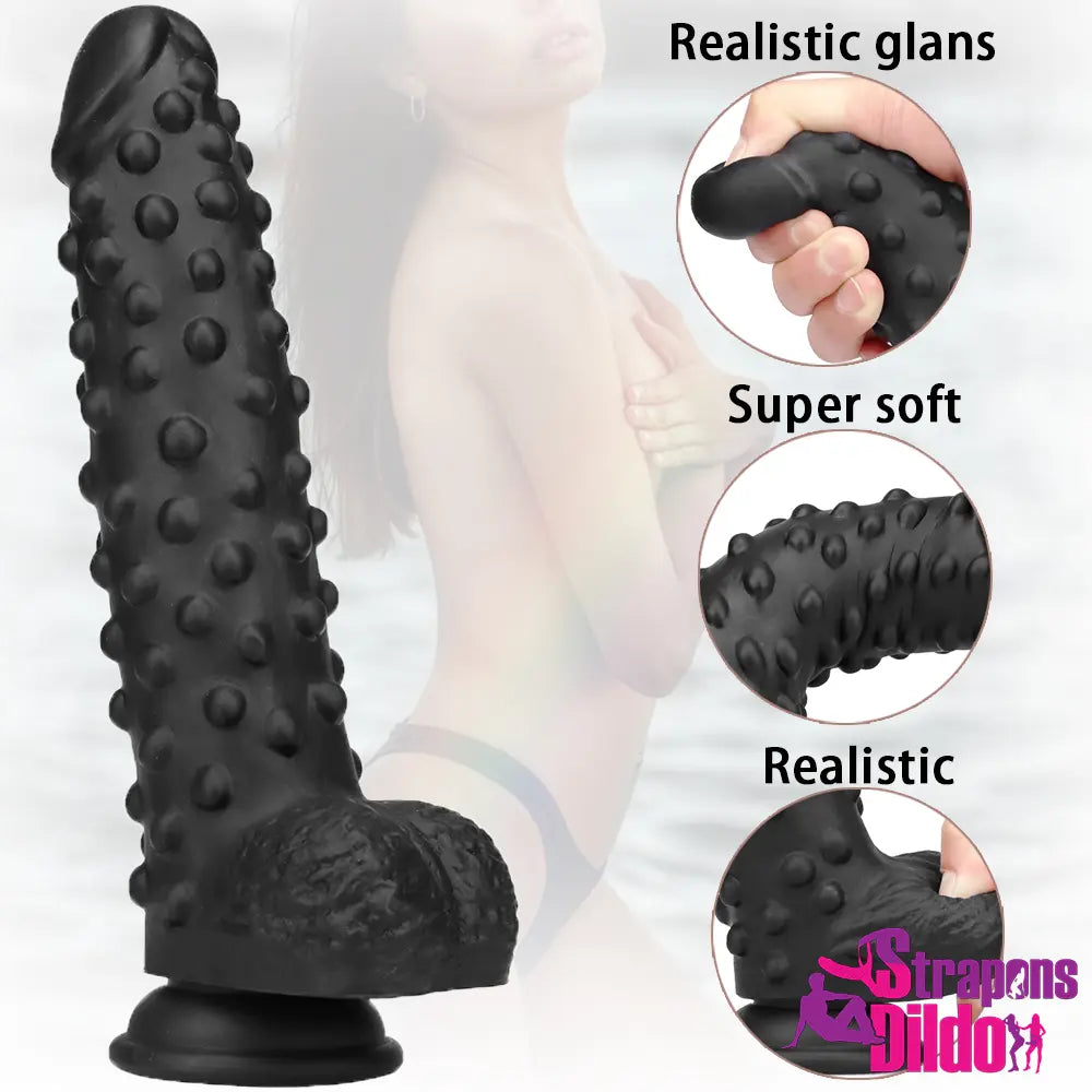 9.06in Silicone Soft Spiked Ribbed Odd Dildo Big Gay Lesbian Sex Toy Strap ons Dildo