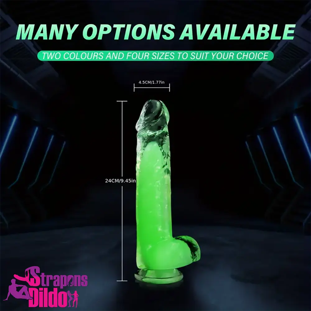 6.5in 7.3in 8.26in 9.44in Luminous Crystal Cock Soft Double-Layer Dildo Strap ons Dildo