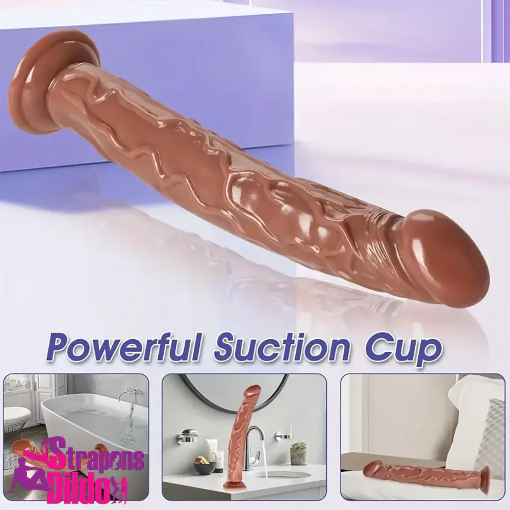 13.6in Soft Realistic Silicone Big Long Dildo For G Spot Penetration Strap ons Dildo