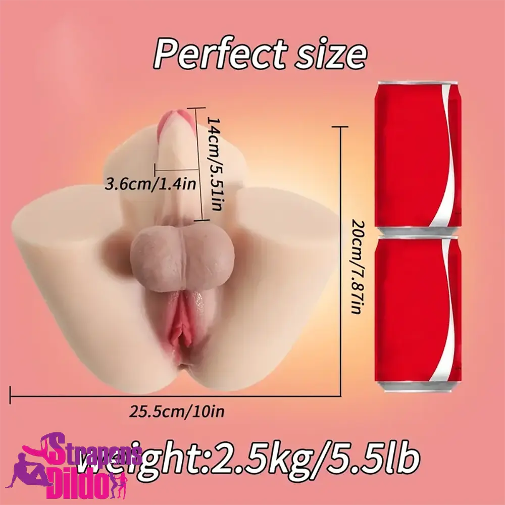 5.51in Premium Real Silicone Soft Dildo With Male Sex Torso Testicles Strap ons Dildo