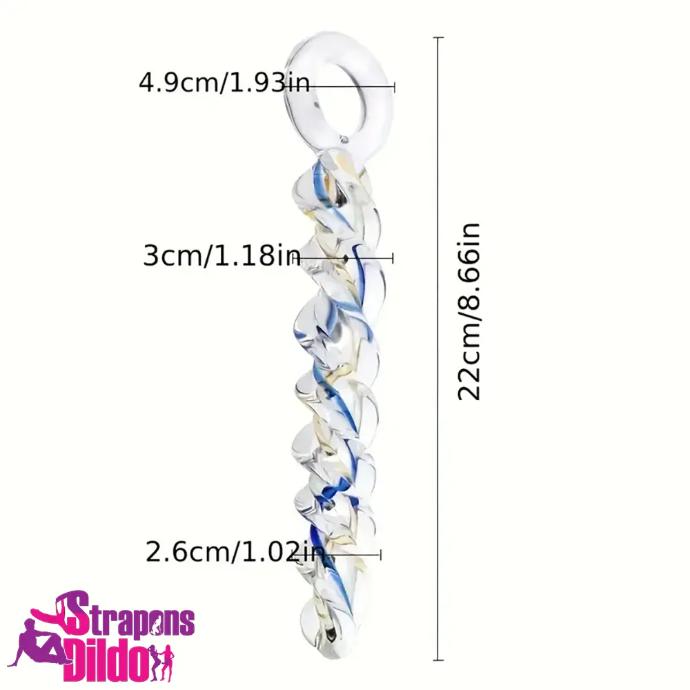 8.66in Spiral Texture Glass Dildo For Women Men Anal Vaginal Love Toy Strap ons Dildo