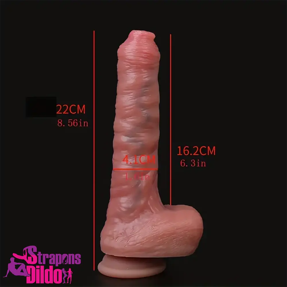 8.56in Realistic Uncut Soft Silicone Women Dildo Hands-Free Comforter Strap ons Dildo