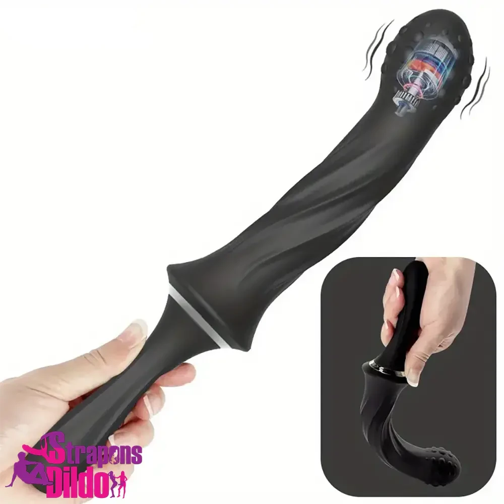 9.65in Silicone Soft Vibrating Dildo With Handle For G-spot Orgasm Strap ons Dildo