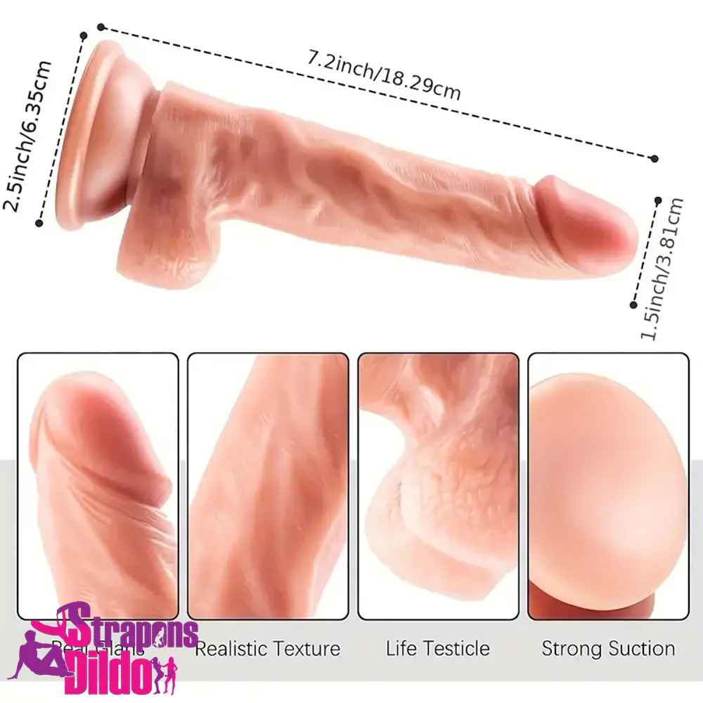 7.2in Premium Realistic Dildo With Lifelike Testicle For G Spot Vagina Strap ons Dildo