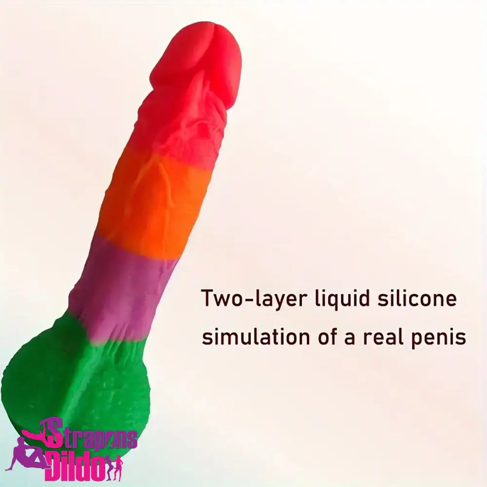 7.9in Silicone Rainbow Soft Dildo For Women Men Couple G-spot Clit Strap ons Dildo