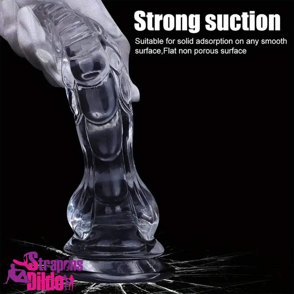 8.66in Clear Huge Spiked Monster Fantasy Dildo For Women Unisex Toy Strap ons Dildo