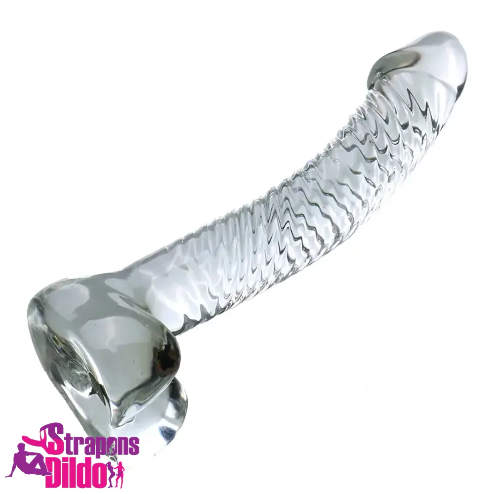 7.09in Clear Crystal Glass Cock Dildo For G-Spot Vaginal Sex Unisex Strap ons Dildo