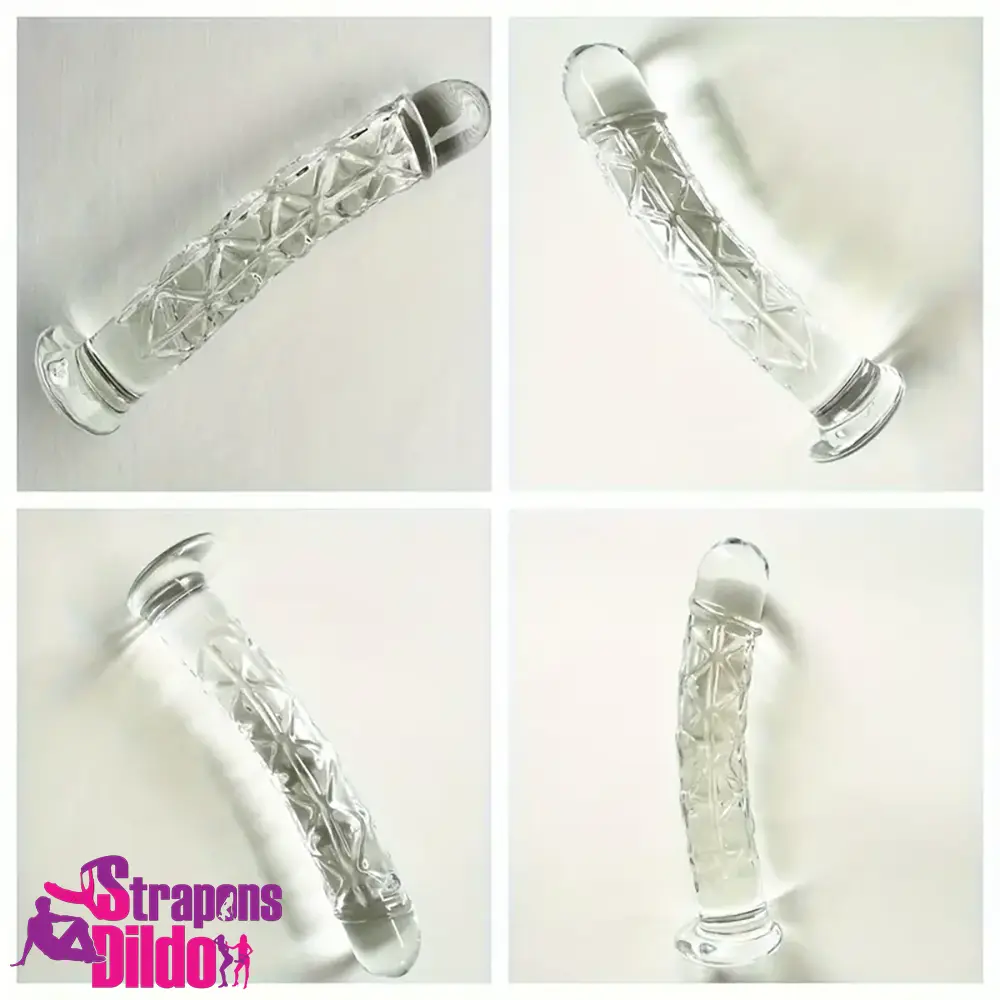 6.5in Clear Unisex Glass Crystal Dildo For Female Male Lesbian Sex Strap ons Dildo