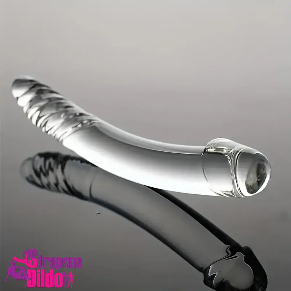 8.4in Clear Elegant Glass Crystal Dildo For Female Lesbian Comforter Strap ons Dildo