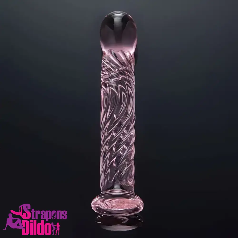 6.69in Realistic Pink Threaded Glass Dildo For Female Vaginal Pleasure Strap ons Dildo