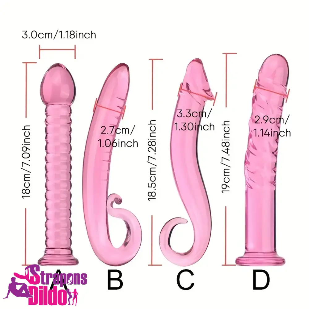 7.09in 7.28in 7.48in Clear Unisex Glass Crystal Dildo For G Spot Unisex Strap ons Dildo